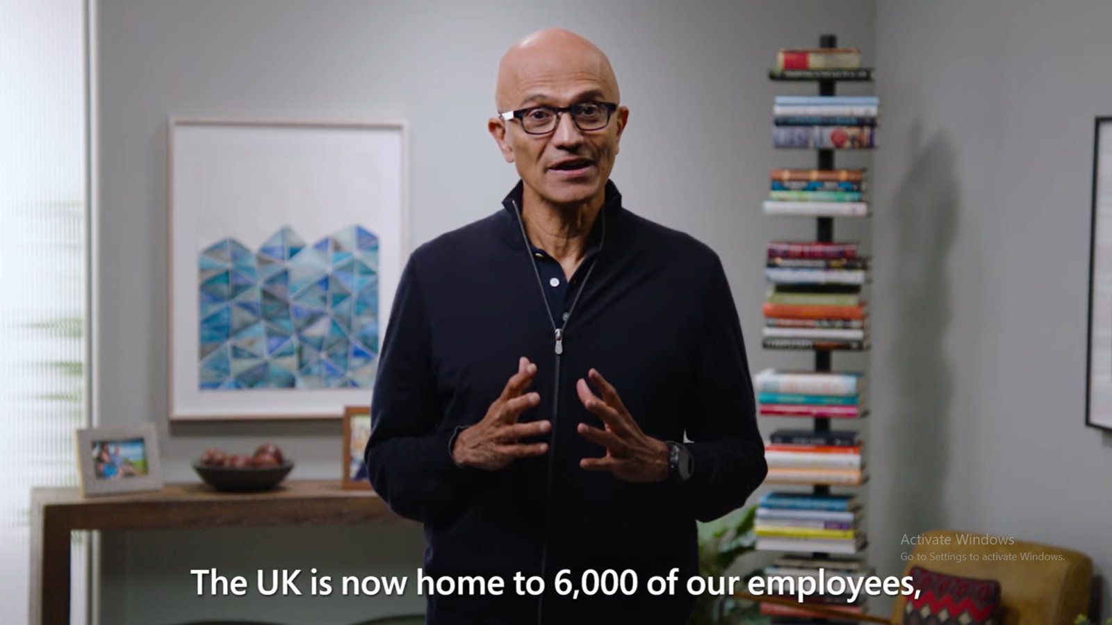 TechDogs-"A Screenshot From The Video Of Satya Nadella Announcing Microsoft's $30 Billion Investment In The UK"